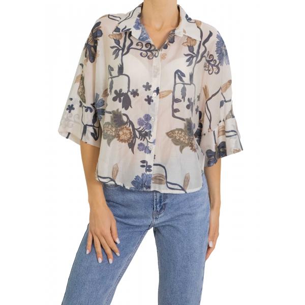 Camicia fantasia floreale manica corta